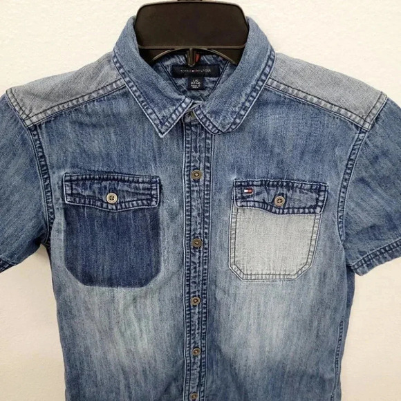 Tommy Hilfiger Boys Button Down Jean Shirt - Picture 8 of 11